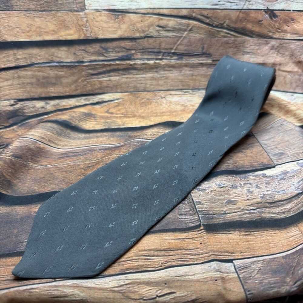 Don Loper Beverly Hills Tie Gray Geometric Pattern Men's Skinny Necktie Business